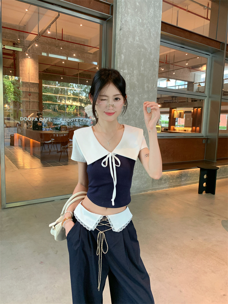Women's Two-Piece Set Short Sleeve T-Shirt and Wide-Leg Pants Summer Outfit - Image 4