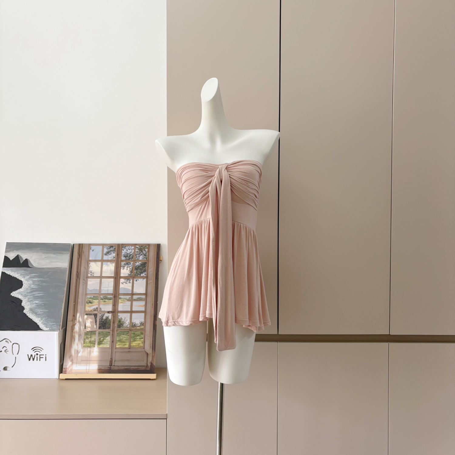 Peach Pink Modal Knit Two-Piece Camisole and Cardigan Set for Women Summer 2025 - Image 3