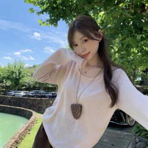 Women's Round Neck Knit Cardigan Loose Long Sleeve Lazy Style Slimming Top Fall Winter Sweater - Style 414346