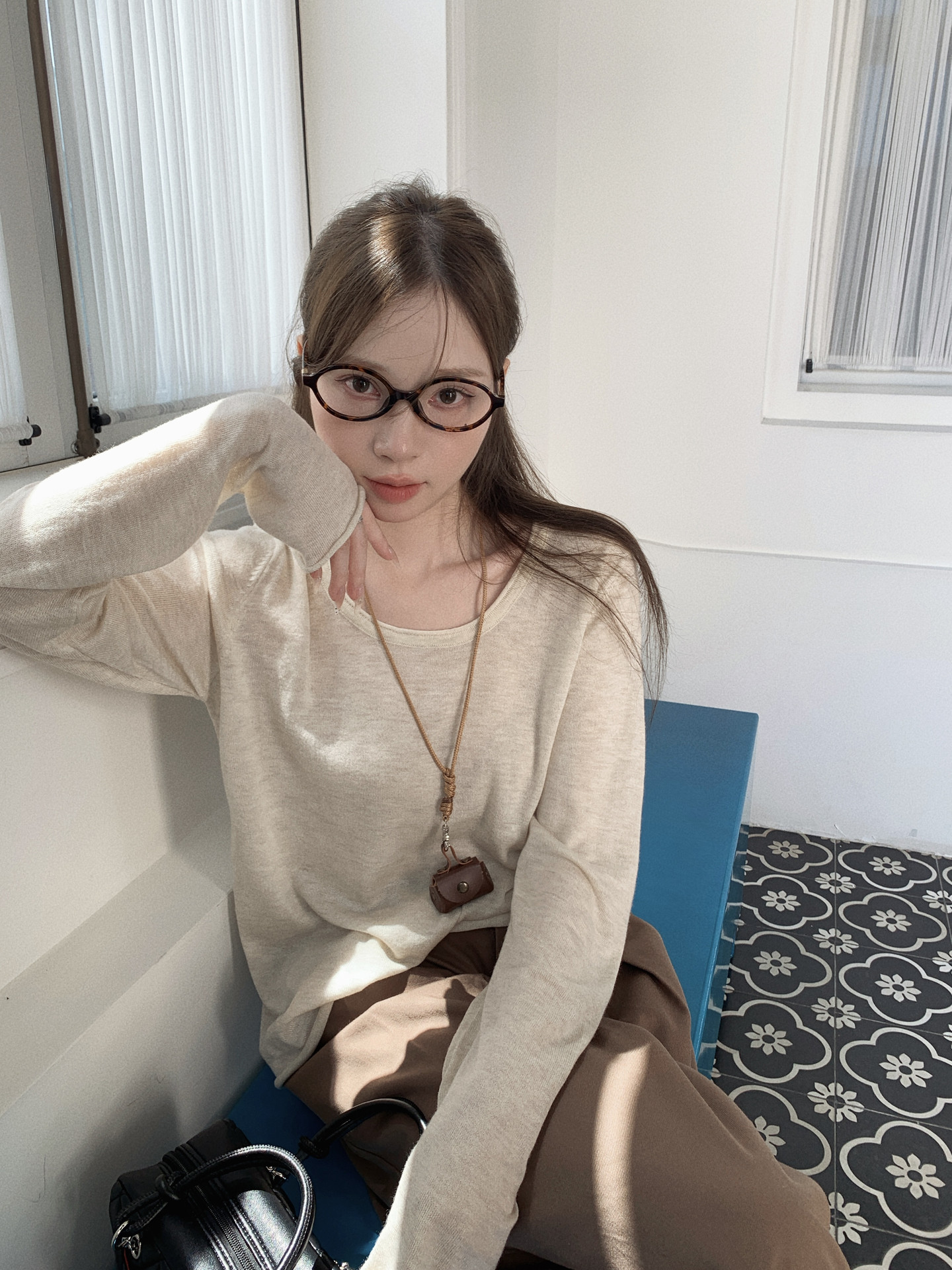 Women's Round Neck Knit Cardigan Loose Long Sleeve Lazy Style Slimming Top Fall Winter Sweater - Style 414346 - Image 2